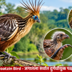 Hoatzin Bird or Stinkbird, the world's smelliest bird found in the Amazon rainforest
