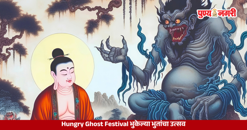 Hungry Ghost Festival in China featuring traditional food offerings and religious rituals