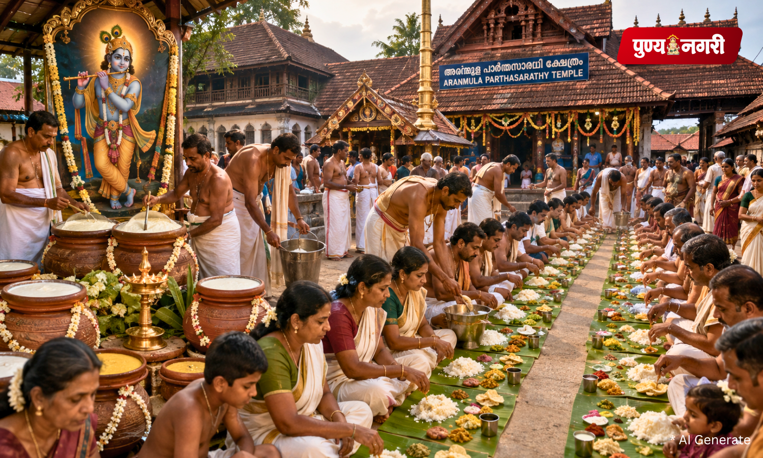 अरनमुला पार्थसारथी मंदिरात उद्या अष्टमी रोहिणी वल्लसद्या; सुमारे 50 हजार भाविकांसाठी महाप्रसादाची तयारी