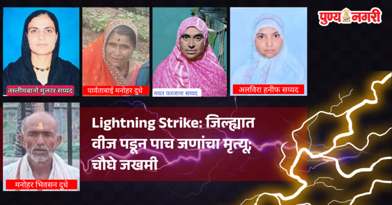 Lightning strike kills five people and injures four in Chhatrapati Sambhajinagar district