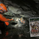 India and Nepal rescue teams clearing debris and water from Chilime tunnel