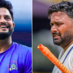 Rishabh Pant and Suresh Raina in Indian cricket action
