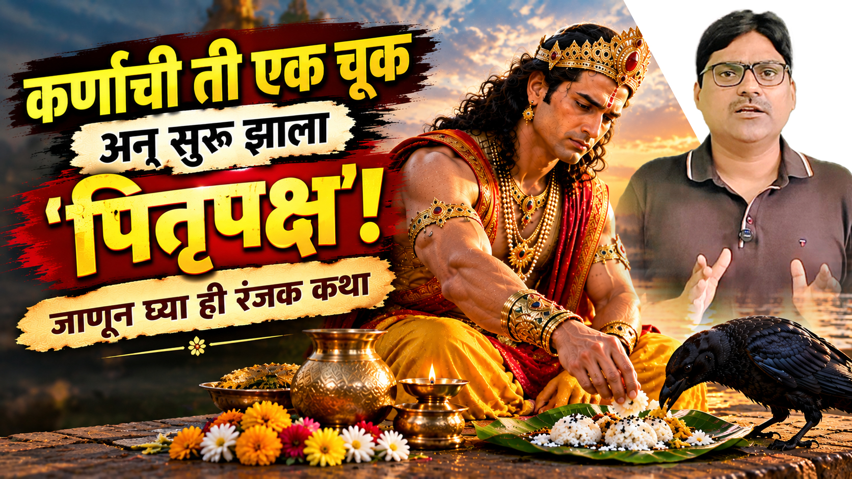 Pitru Paksha Story featuring Karna and the tradition of offering food to crows