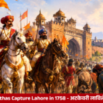 Maratha forces advancing into Lahore during the 1758 Punjab campaign against Afghan forces, alongside Sikh allies.
