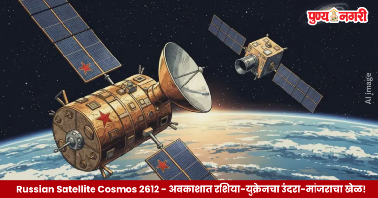 Russian Satellite Cosmos 2612 आणि युक्रेनशी संबंधित ICEYE-X36 उपग्रहांच्या कक्षेजवळील हालचाली दर्शवणारे अवकाशातील उपग्रहांचे प्रातिनिधिक चित्र.