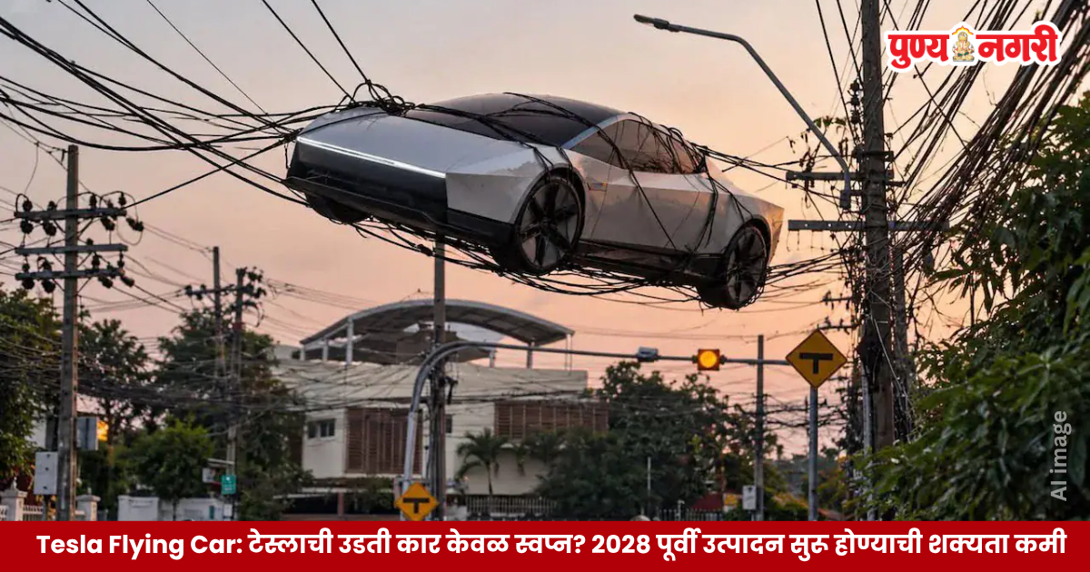 Tesla Flying Car concept featuring the new Tesla Roadster with SpaceX-inspired thruster technology