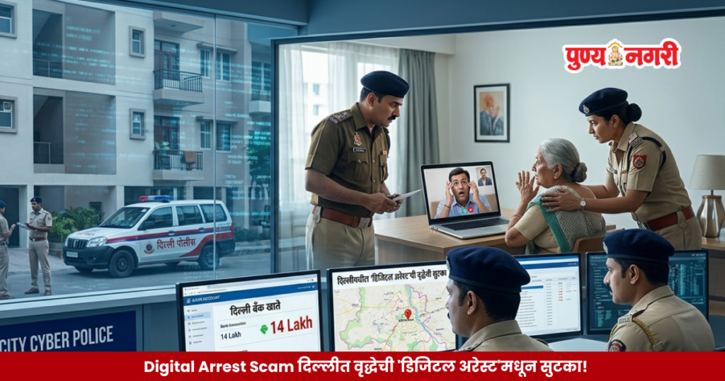 Cyber police investigating a digital arrest scam involving an elderly woman in Delhi and financial fraud traced to Chhatrapati Sambhajinagar.