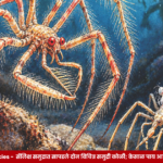 Two unusual marine spider species reportedly discovered in the Salish Sea, featuring hairy legs and distinctive red eyes.