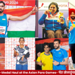 Indian para athletes celebrate winning 114 medals, including 30 gold, at the Asian Para Games.
