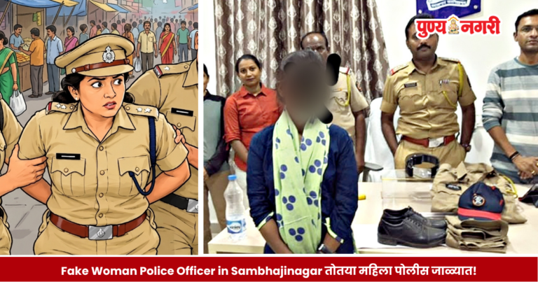 Representative image of a woman in a police uniform questioned by genuine police officers at the Karnpura fair in Sambhajinagar.